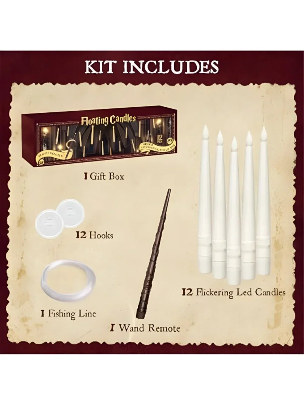 Floating Candles with Wand, 12 Pcs Magic Flickering Light
